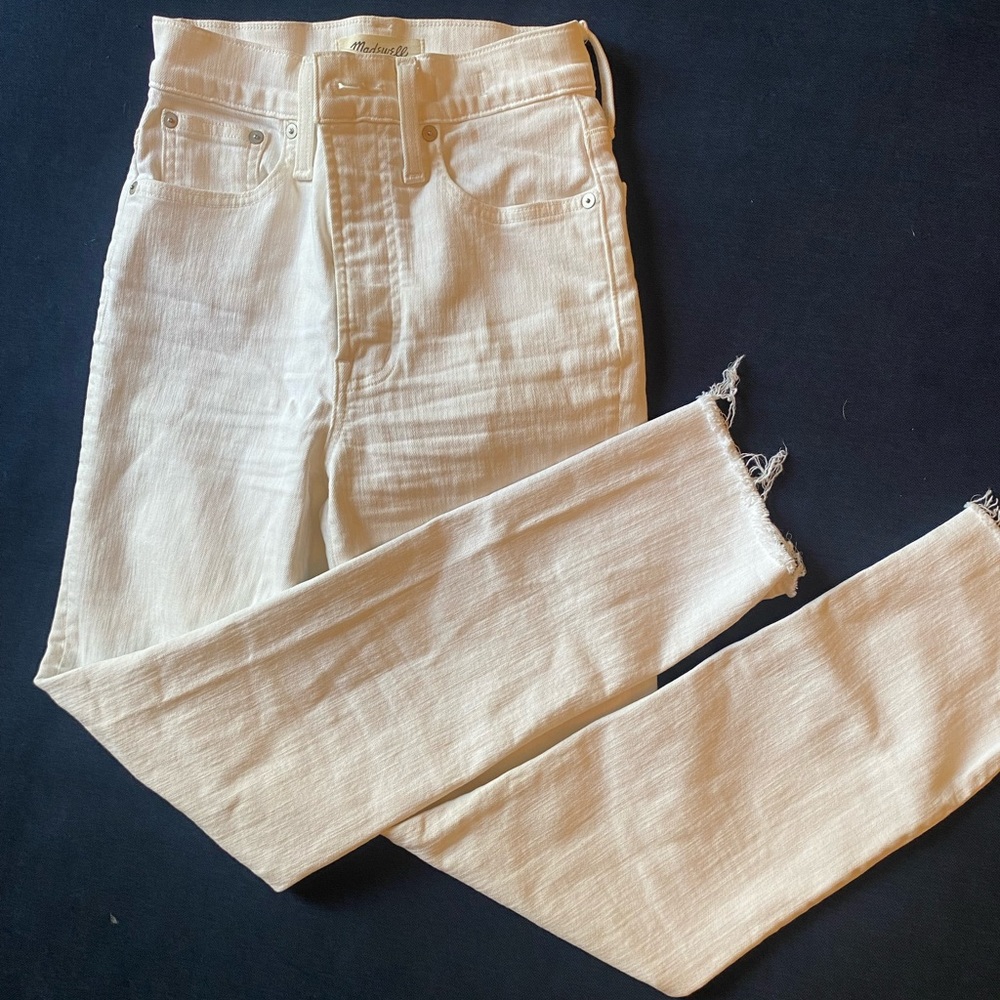Madewell White cropped skinny jeans